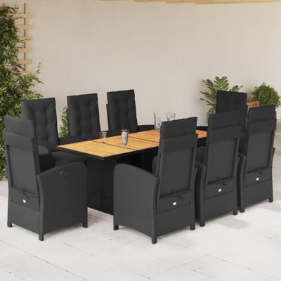 9-delige Tuinset poly rattan zwart