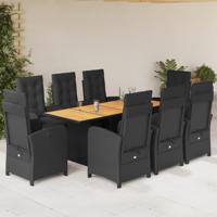 9-delige Tuinset poly rattan zwart