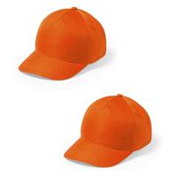 Oranje 5- 2x stuks -panel baseballcap - kinderen - Holland - Koningsdag - Nederland - supporters - p