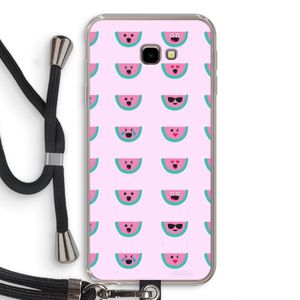 Smiley watermeloenprint: Samsung Galaxy J4 Plus Transparant Hoesje met koord