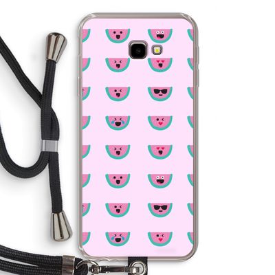 Smiley watermeloenprint: Samsung Galaxy J4 Plus Transparant Hoesje met koord