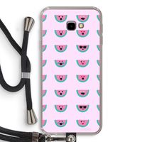 Smiley watermeloenprint: Samsung Galaxy J4 Plus Transparant Hoesje met koord