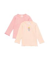 HEMA Baby T-shirt rib strepen - 2 stuks roze (roze)