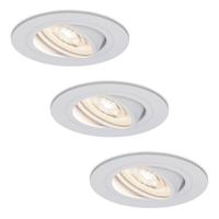Set van 3 Pittsburg LED inbouwspots - 6W 570lm - GU10 LED Module - Extra plat - 4000K neutraal wit - Dimbaar - Kantelbaar - Binnen - Wit