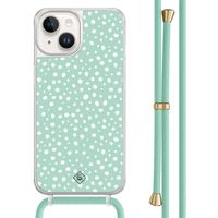 iPhone 14 hoesje met mint koord - Mint dots