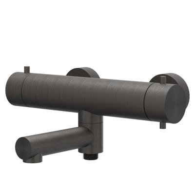 IVY Concord Badthermostaatkraan opbouw - draaibare baduitloop - omstel - RVS316 - geborsteld carbon black PVD 6301014