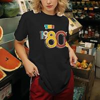 retro vintage t-shirt basic tee jaren '80 voor dames volwassenen hot stamping party casual dagelijkse katoenmix Lightinthebox - thumbnail