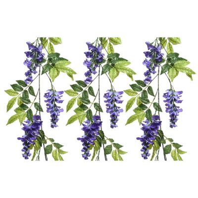 Blauwe regen/wisteria kunsttak kunstplanten slinger - 3x - 150 cm