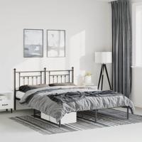 Bedframe met hoofdbord metaal zwart 150x200 cm