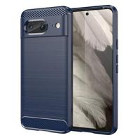 Google Pixel 8 Geborsteld TPU Hoesje - Koolstofvezel - Blauw - thumbnail