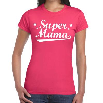Super mama cadeau t-shirt - roze - voor dames - verjaardag - moederdag - uit liefde