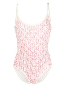 Moncler maillot de bain à logo imprimé - Rose