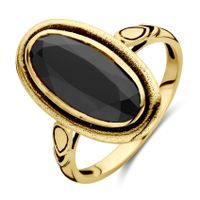 Ring Vintage geelgoud-onyx zwart 11 x 18,5 mm