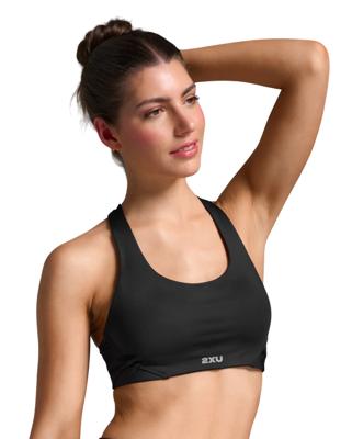 2XU Aero Mesh Medium Impact Bra Black/Silver Reflective Dames L
