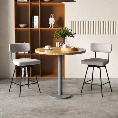 Set van 2 Barkrukken Draaibaar Barstoel Bekleed met Rugleuning 63,5 cm Zithoogte Keukenstoel met Metalen Frame Moderne Barkruk