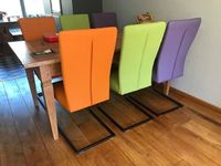 Set van 6 leren eetkamerstoelen - met sledepoot - diverse kleuren - Echt leer, Industrieel, ontdek de vele Leersoorten en Kleuren bij ShopX