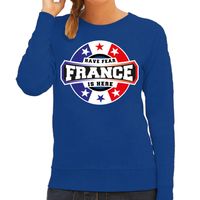 Have fear France is here / Frankrijk supporter sweater blauw voor dames - thumbnail