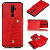 Voor OPPO A9 (2020) schokbestendige magnetische PU + TPU beschermhoes met kaartsleuven (rood)