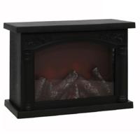 Sfeerhaard - zwart - met led verlichting - L28 x B12 x H20 cm - open haard