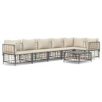 The Living Store Loungeset - Antraciet - Poly Rattan - 72x72x66 cm - Weerbestendig - thumbnail