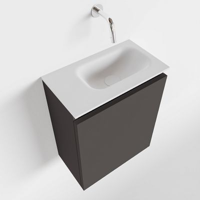 Toiletmeubel Mondiaz Ture | 40 cm | Meubelkleur Dark grey | Eden wastafel Talc Rechts | Zonder kraangat