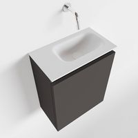 Toiletmeubel Mondiaz Ture | 40 cm | Meubelkleur Dark grey | Eden wastafel Talc Rechts | Zonder kraangat