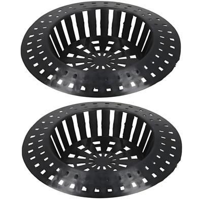 Gerimport gootsteen zeefje - 2x stuks - zwart - D7 cm - metaal - keukenaccessoires