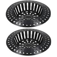 Gerimport gootsteen zeefje - 2x stuks - zwart - D7 cm - metaal - keukenaccessoires