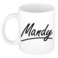 Mandy voornaam kado beker / mok sierlijke letters - gepersonaliseerde mok met naam   -