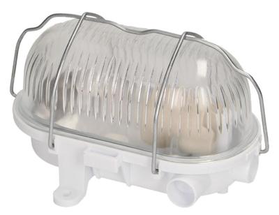 Orno Wandlamp E27 ovaal pvc met glas en metalen korf wit - 5014312