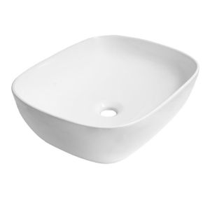 Saniclass San Vasto Waskom opbouw - 50x40x15cm - zonder overloop - rechthoek - keramiek - glanzend wit SW75839