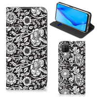 Huawei P40 Lite Smart Cover Black Flowers