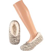 Apollo Ballerina pantoffels/sloffen dierenprint - kinderen - zebra - grijs - maat 31-33