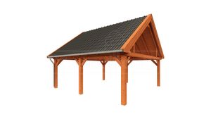 Overkapping Zadeldak XXL 655x700 cm- Zadeldak- Onbehandeld lariks Douglas hout- Trendhout