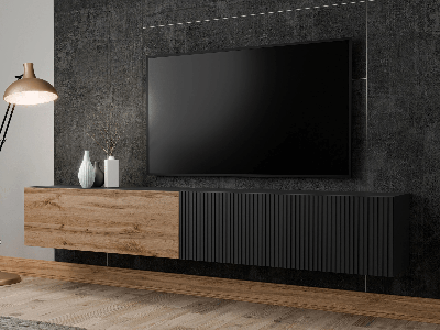 Tv-meubel BATIDA 2 deuren eik/zwart