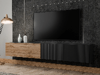 Tv-meubel BATIDA 2 deuren eik/zwart