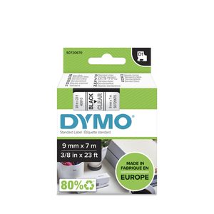 Labeltape DYMO D1 40910 Tapekleur: Transparant Tekstkleur:Zwart 9 mm 7 m