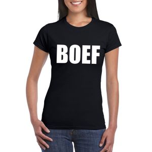 Boef tekst t-shirt zwart dames