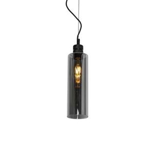 QAZQA Moderne hanglamp zwart met smoke glas - Stavelot