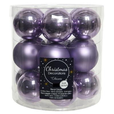 Kleine kerstballen - 36x st - lila paars - D4 cm - glas - kerstversiering