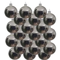 18x Glazen kerstballen glans zilver 8 cm kerstboom versiering/decoratie   -
