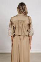 Nukus Blouse Rosie Embroidery | Camel