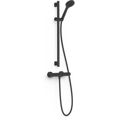 Tres Base Plus douche thermostaatkraan opbouw set mat zwart