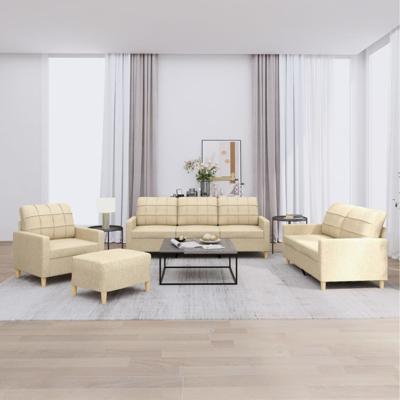 4-delige Loungeset met kussens stof crèmekleurig