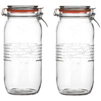 Weckpot/inmaakpot - 2x - 2L - glas - met beugelsluiting - D14 x H27 cm