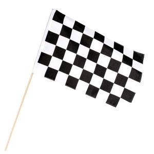 20x Finish zwaai handvlaggen autoracing wit/zwart geblokt 30 x 45 cm   -