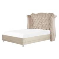 Beliani - AYETTE - Tweepersoonsbed - Beige - 140 x 200 cm - Fluweel