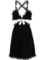 Giambattista Valli robe courte bordée de tulle à nœud strassé - Noir - thumbnail