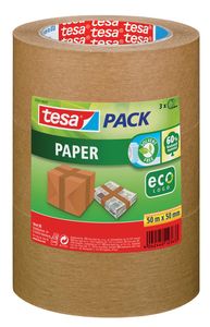 Tesapack paper ecoLogo, ft 50 mm x 50 m, bruin, pak van 3 stuks