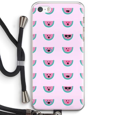 Smiley watermeloenprint: iPhone 5 / 5S / SE Transparant Hoesje met koord